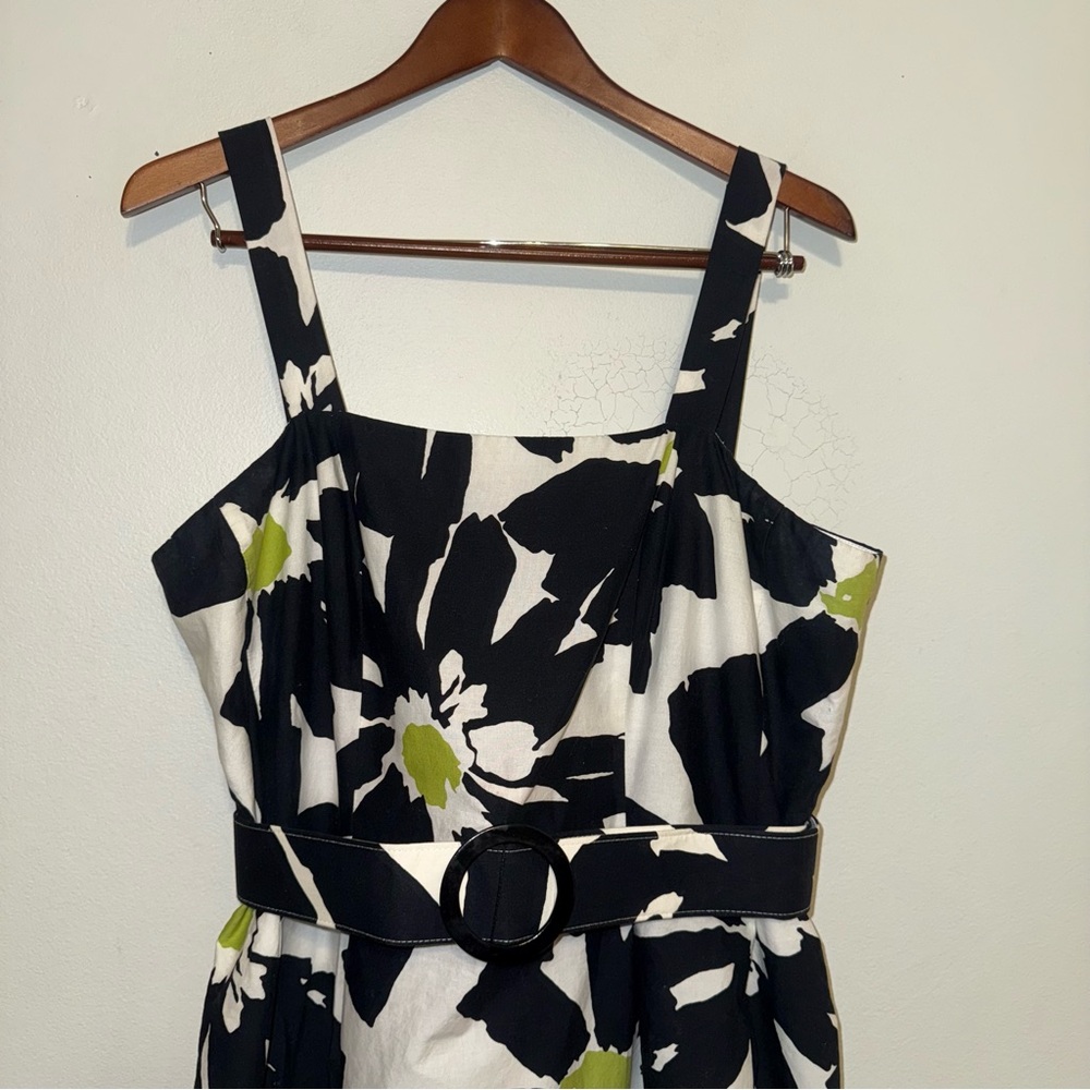 Jessica Howard Vintage Black White Fit & Flare Dress Belted Y2K - Picture 2 of 7